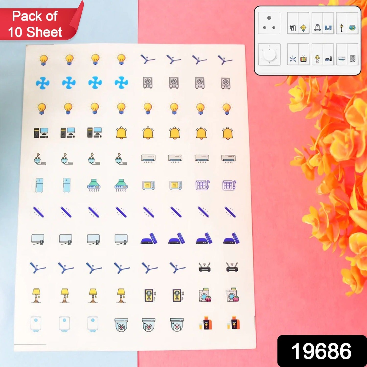 Pack of 10 Sheet Smart Switch Icon Sticker Sheet (10 Sheet, multi Icons) Pack of 10 Sheet Smart Switch Icon Sticker Sheet (10 Sheet, multi Icons)